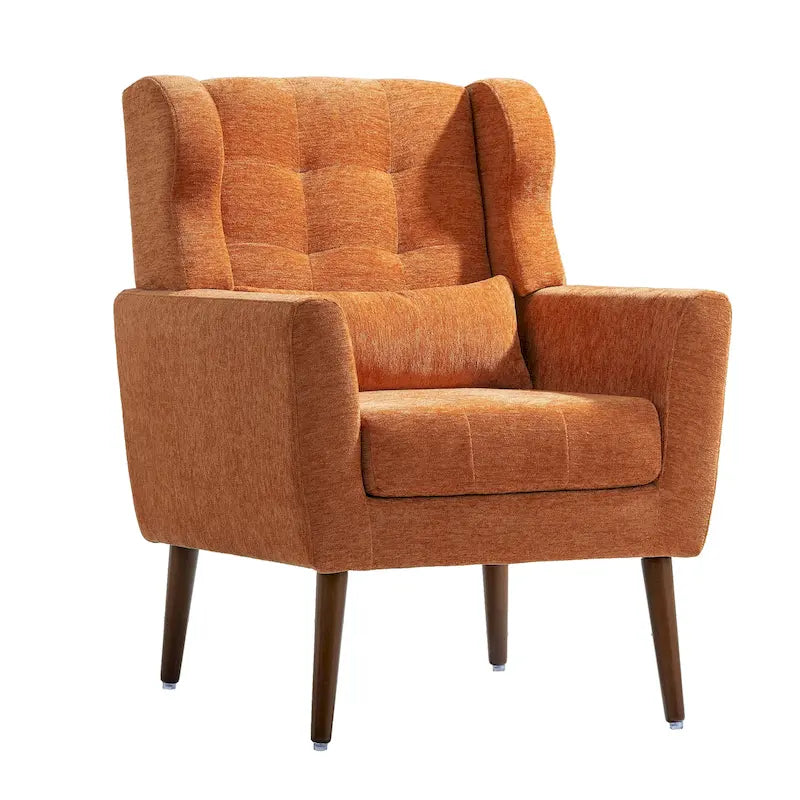 Fauteuil de lecture confortable style milieu du siècle avec tissu chenille