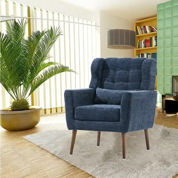 Fauteuil de lecture confortable style milieu du siècle avec tissu chenille
