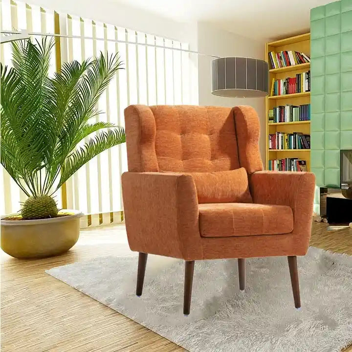 Fauteuil de lecture confortable style milieu du siècle avec tissu chenille