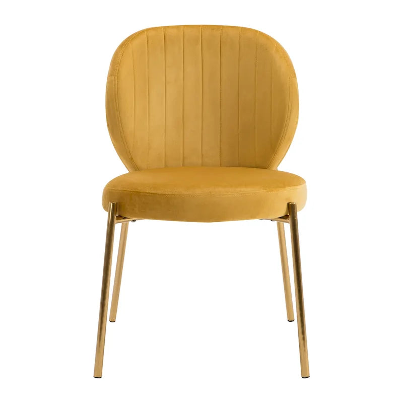 Chaises de salle à manger en velours, petites chaises d'appoint mignonnes avec pieds en métal doré, lot de 2