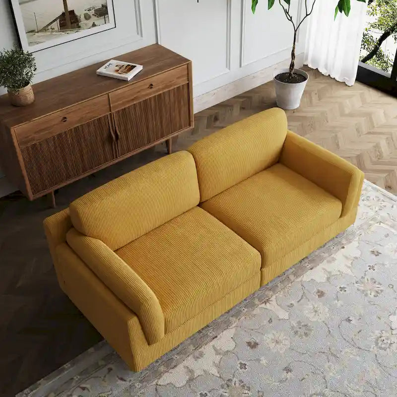 Modern 90 inch Corduroy Loveseat Deep Seat Sofa