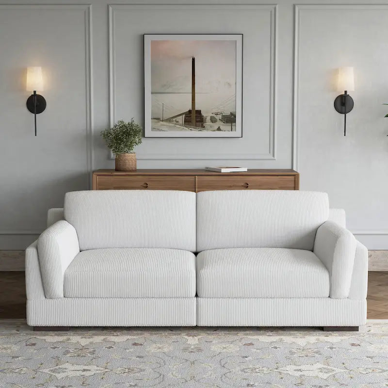 Canapé deux places moderne en velours côtelé de 90 pouces, assise profonde