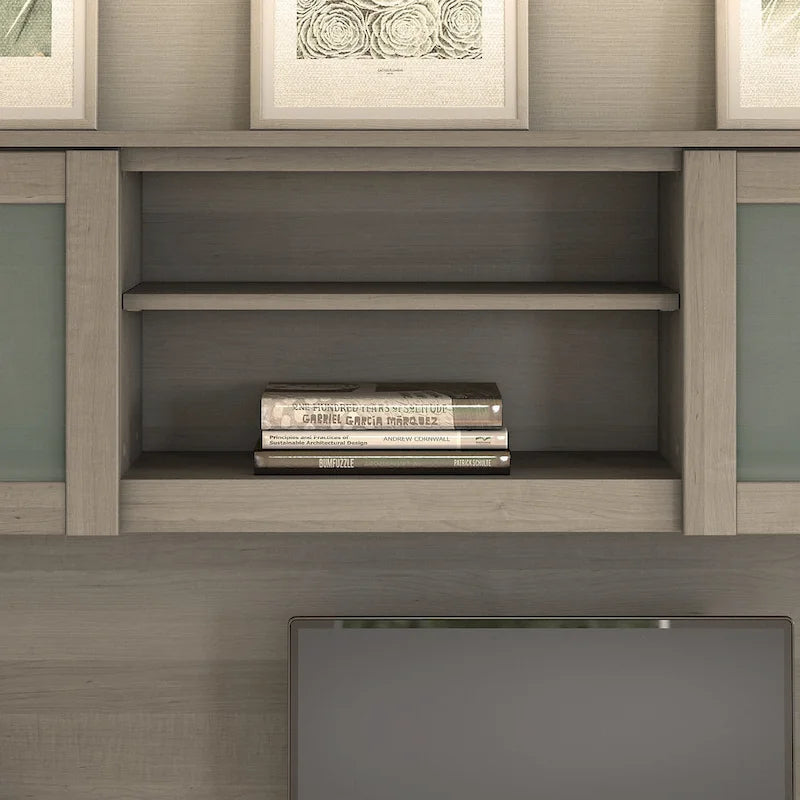 Meuble de rangement Bush Furniture Somerset gris cendré 60W pour bureau en L - 150 cm (L) x 32 cm (l) x 91 cm (H)