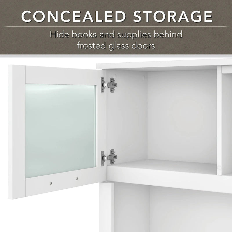 Meuble de rangement Bush Furniture Somerset gris cendré 60W pour bureau en L - 150 cm (L) x 32 cm (l) x 91 cm (H)