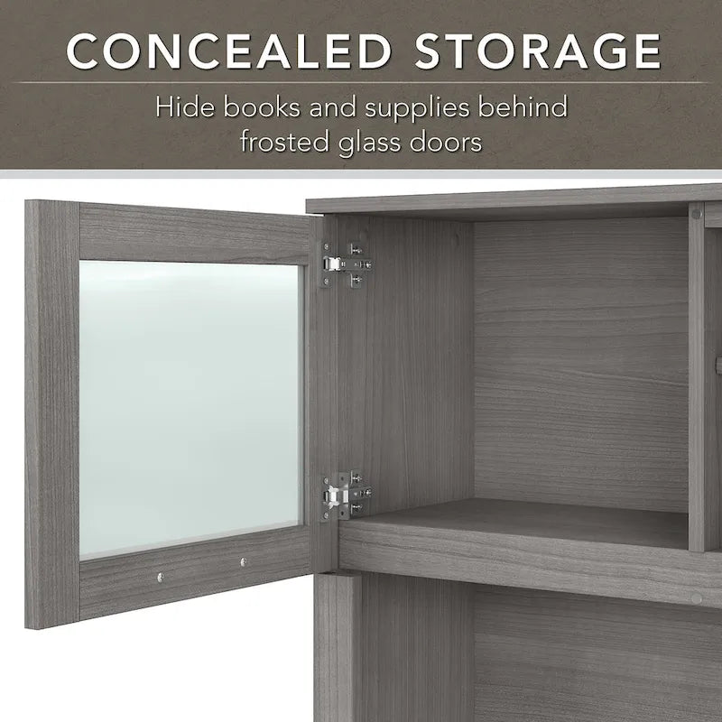 Meuble de rangement Bush Furniture Somerset gris cendré 60W pour bureau en L - 150 cm (L) x 32 cm (l) x 91 cm (H)