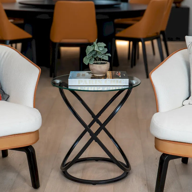 Table d'appoint ronde en verre trempé Danya B Galaxy