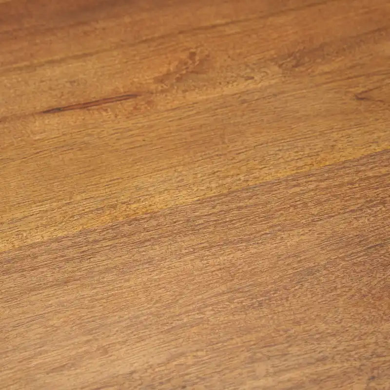 Table basse ronde Mitchell avec plateau en bois massif et piètement en fonte noire