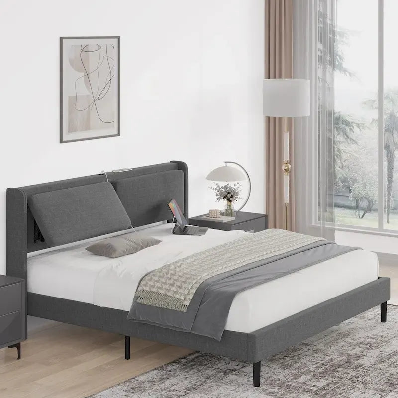 Cadre de lit Queen avec ports USB