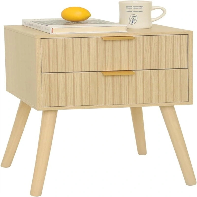 Table de chevet moderne de style Mid-Century avec 2 tiroirs