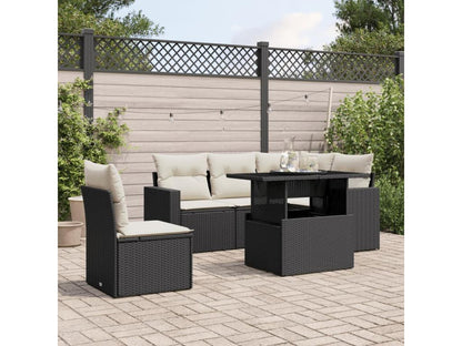 Ensemble de mobilier de jardin 6 pièces en résine tressée noire