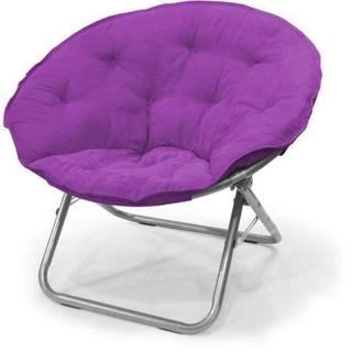 Fauteuil soucoupe contemporain grand format en microfibre violette et métal