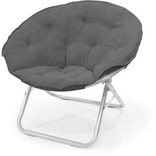 Fauteuil soucoupe contemporain grand format en microfibre violette et métal