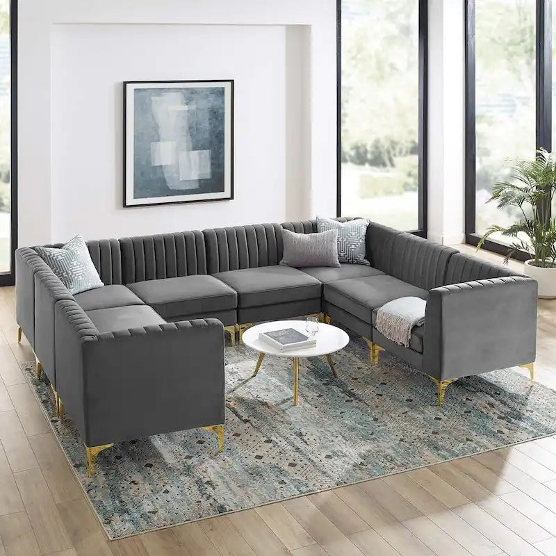 Canapé d'angle 8 pièces Triumph Channel en velours capitonné haute performance