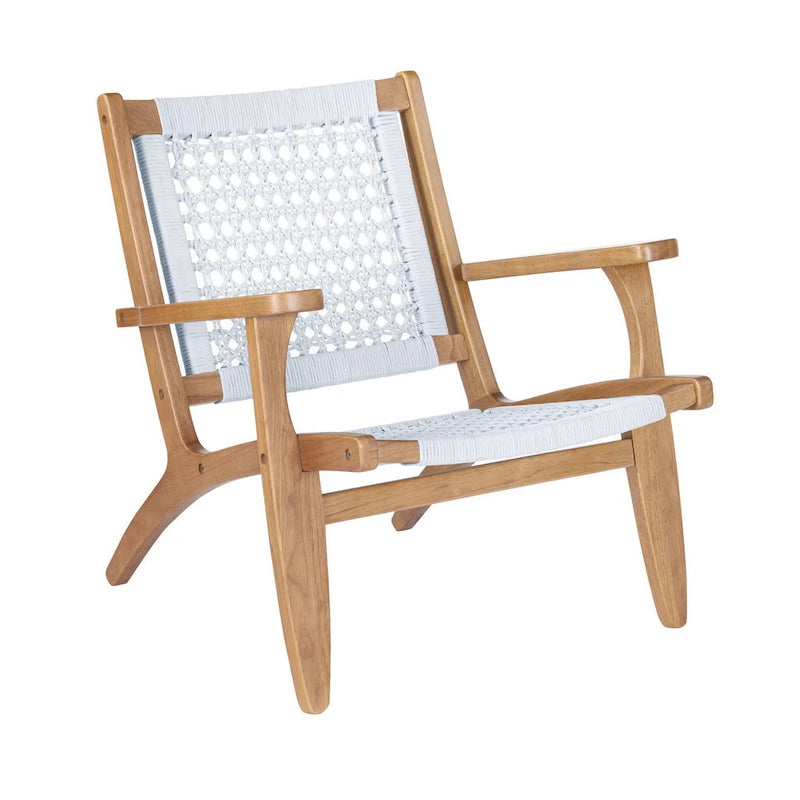 Fauteuil d'appoint Heor 74 cm, dossier et assise en corde tressée hexagonale, marron et gris