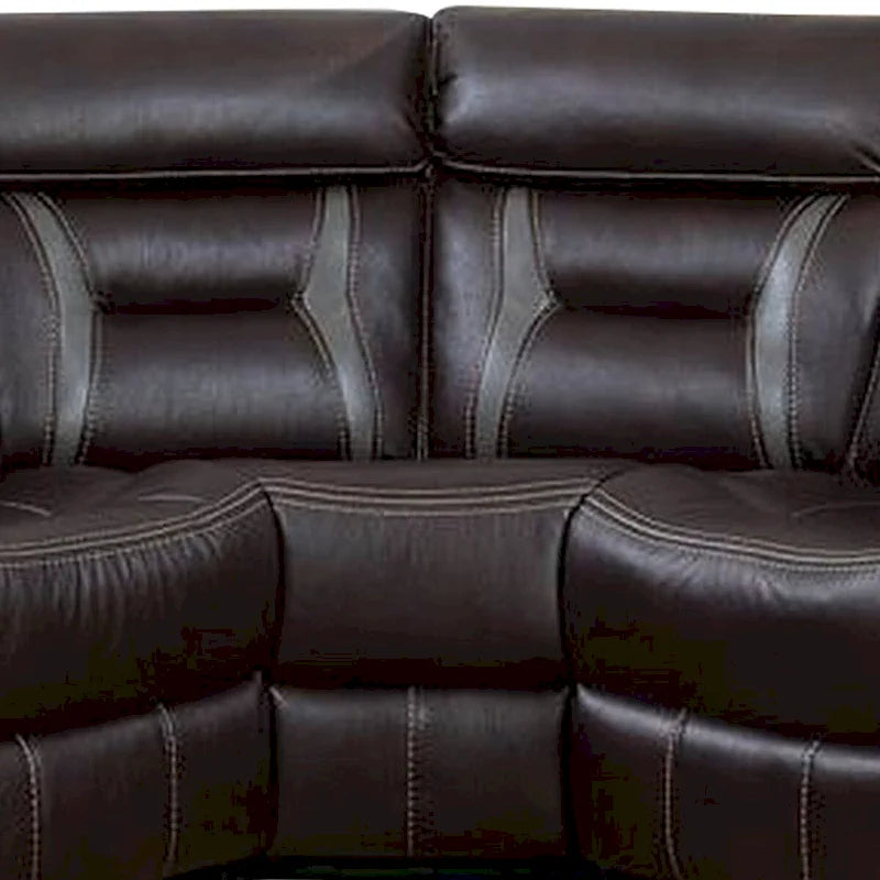 Ensemble canapé d'angle inclinable électrique Lof, port USB, similicuir gel marron