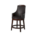 Wood & Leather Counter Height Chair with Swivel Mechanism, Brown & Black, Set of 2