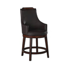 Chaise de comptoir en bois et cuir avec mécanisme pivotant, marron et noir, lot de 2