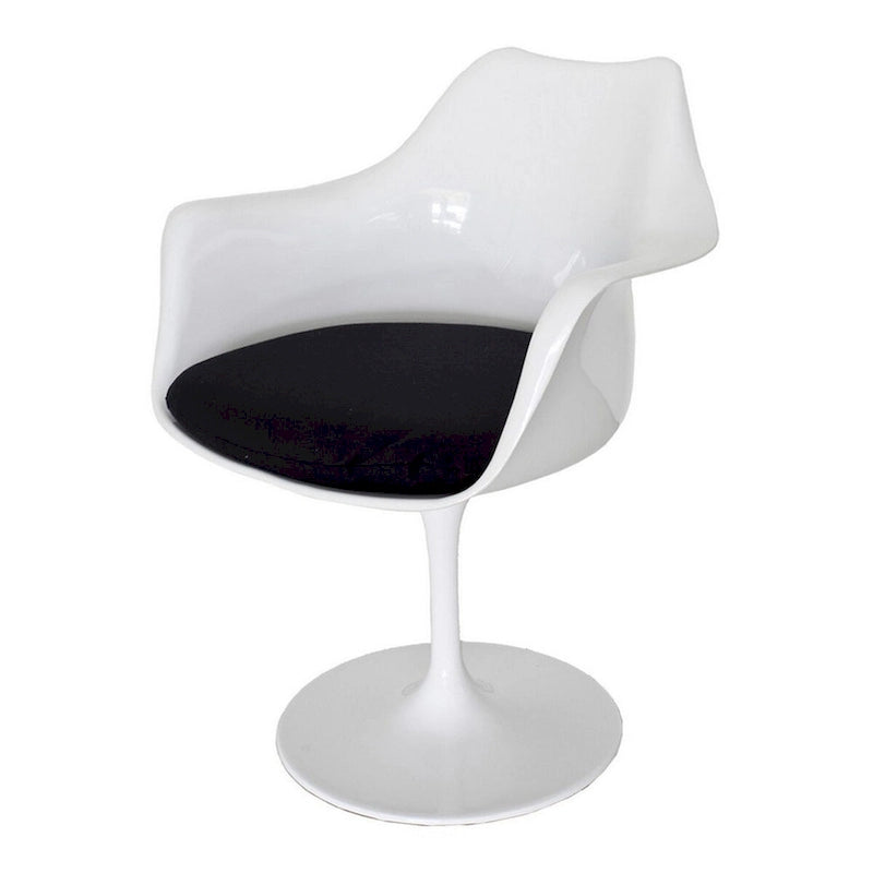 Fauteuil de salle à manger pivotant Sufi 68,5 cm (27 pouces), forme artisanale unique, base ronde blanche