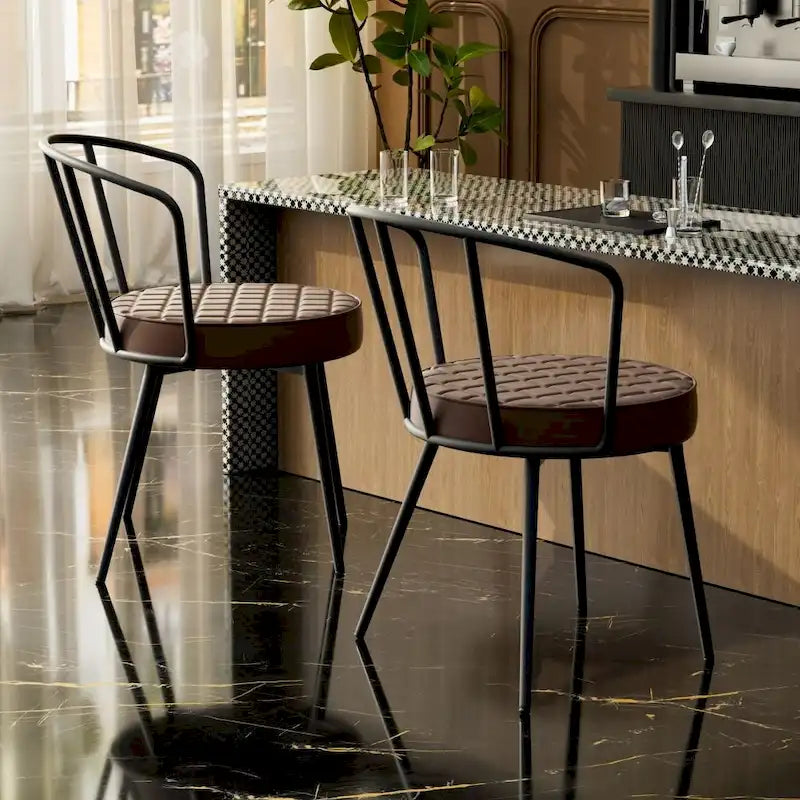 Ensemble de 2 chaises de salle à manger en cuir avec structure en métal