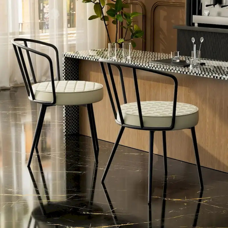 Ensemble de 2 chaises de salle à manger en cuir avec structure en métal