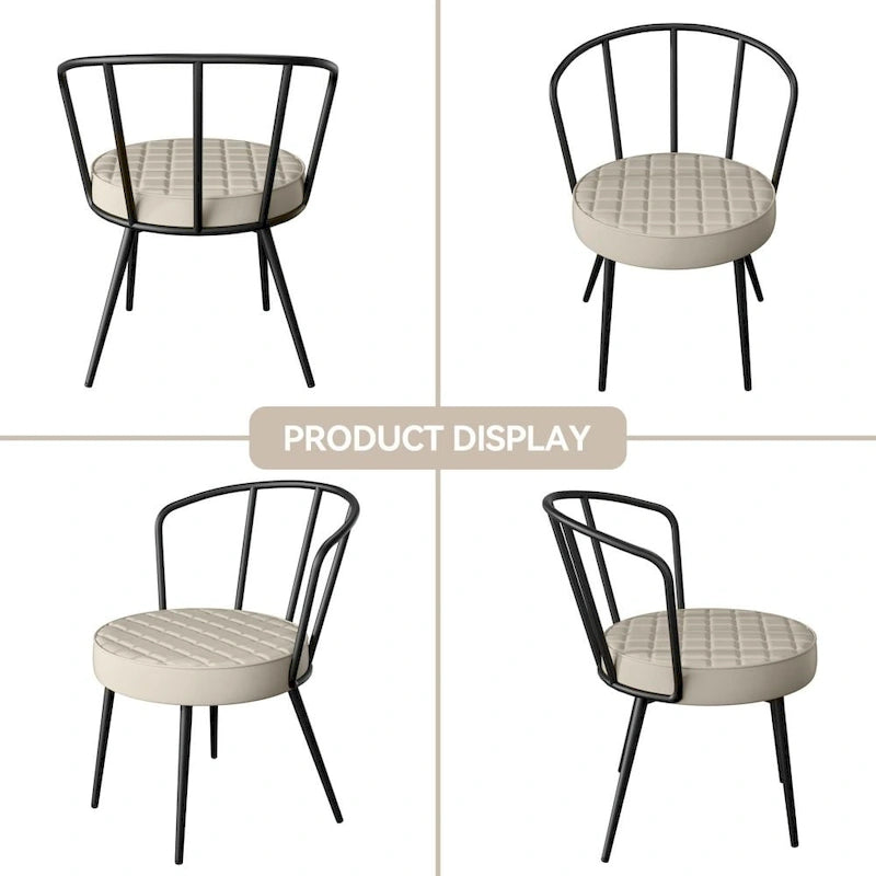 Ensemble de 2 chaises de salle à manger en cuir avec structure en métal