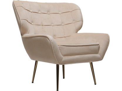 Fauteuil d'appoint en velours, 79 x 71 x 79,5 cm, beige
