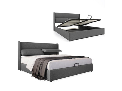 Cadre de lit en tissu, 180 x 200 cm, gris