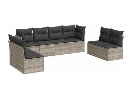 Ensemble de mobilier de jardin 8 pièces en résine tressée grise