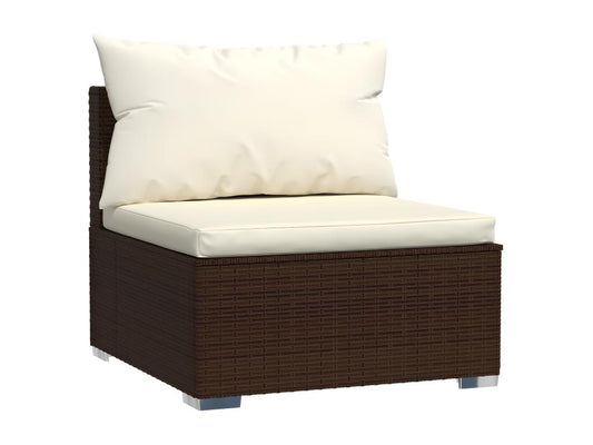 Ensemble de mobilier de jardin 9 pièces en résine tressée, marron