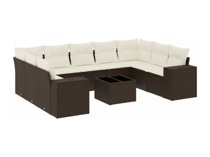 Ensemble de mobilier de jardin 10 pièces en résine tressée, marron