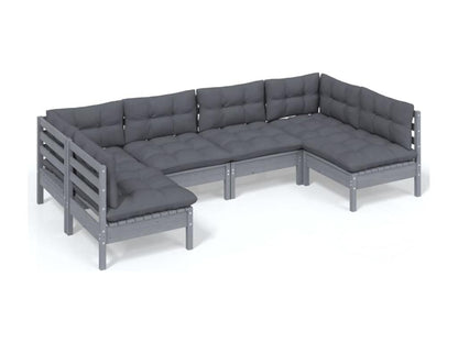 Ensemble de mobilier de jardin 6 pièces en pin gris