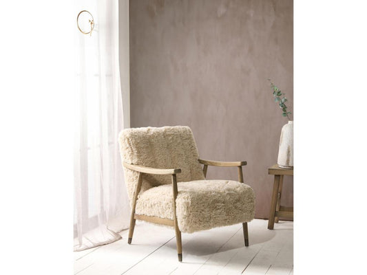 Fauteuil d'appoint en bois massif, couleur naturelle claire