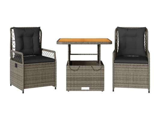 Ensemble de 3 pièces en résine tressée, gris