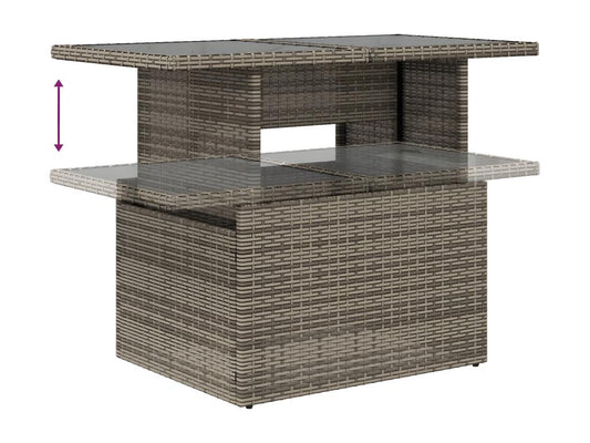 Ensemble de mobilier de jardin 7 pièces en résine tressée grise