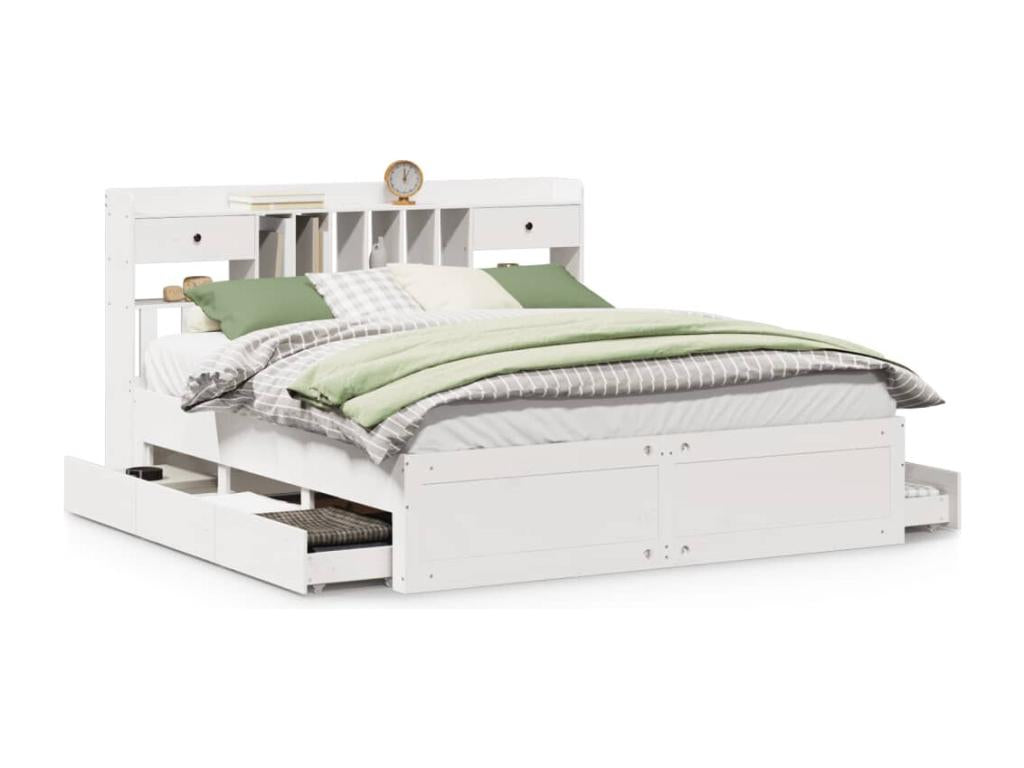 Matelas en bois de pin, 180 x 200 cm, blanc