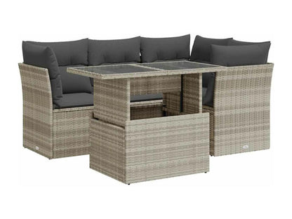 Ensemble de mobilier de jardin 5 pièces en résine tressée grise