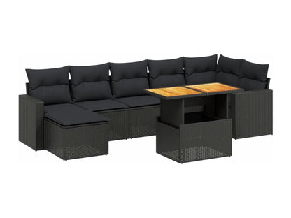 Ensemble de mobilier de jardin 8 pièces en résine tressée noire