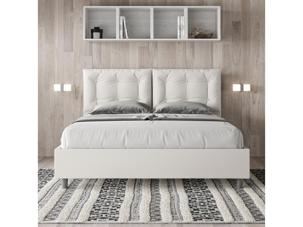 Sommier en similicuir, 160 x 200 cm, blanc