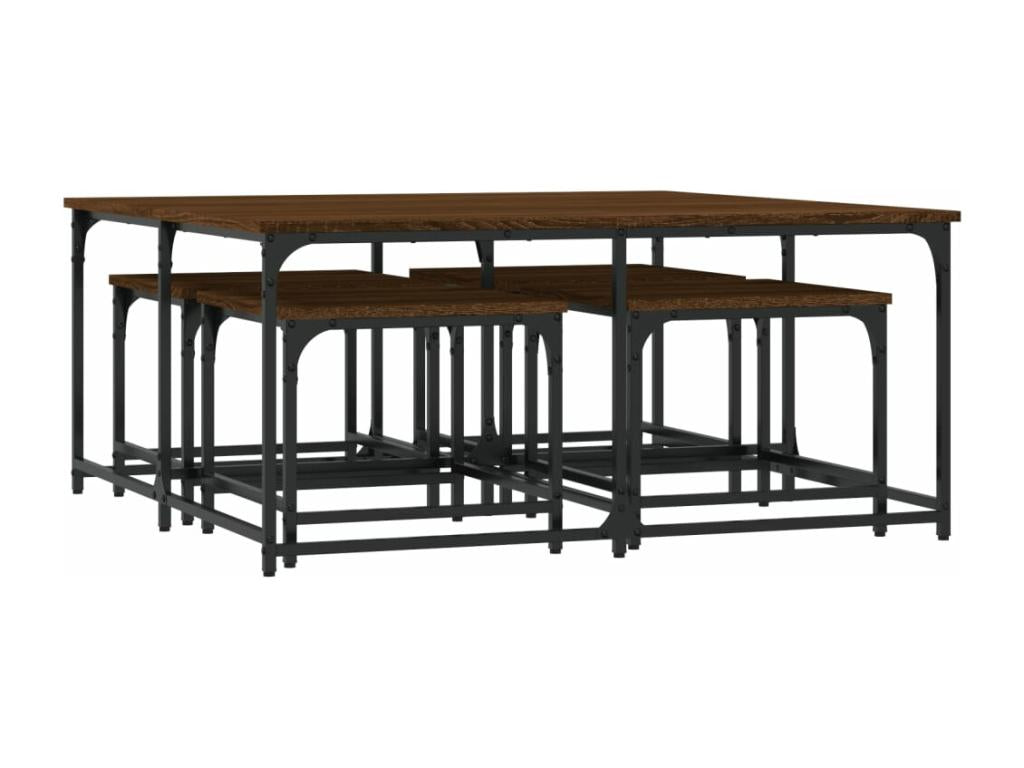 Ensemble de 5 pièces en bois d'ingénierie, brun