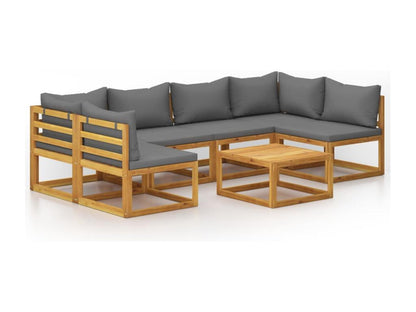 Ensemble de mobilier de jardin 7 pièces, gris