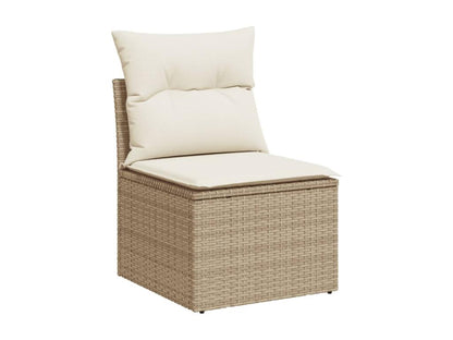Ensemble de mobilier de jardin 10 pièces en résine tressée beige