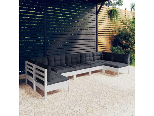 Ensemble de mobilier de jardin 7 pièces en pin blanc