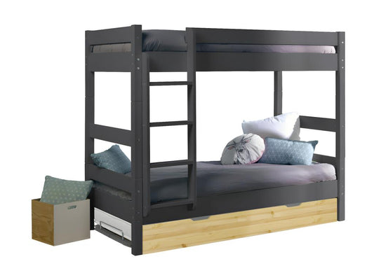Matelas en bois massif, 90 x 190 cm, gris