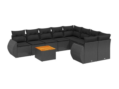 Ensemble de mobilier de jardin 9 pièces en résine tressée noire