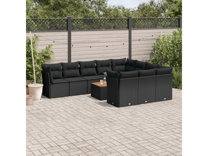Ensemble de mobilier de jardin 11 pièces en résine tressée noire