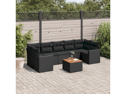 Ensemble de mobilier de jardin 8 pièces en résine tressée noire
