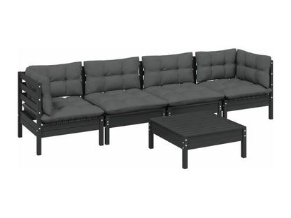 Ensemble de mobilier de jardin 5 pièces en pin noir