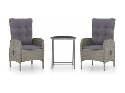 Ensemble de 3 pièces en résine tressée, gris