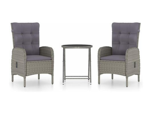 Ensemble de 3 pièces en résine tressée, gris