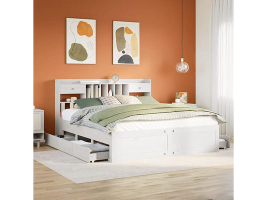 Matelas en bois de pin, 180 x 200 cm, blanc